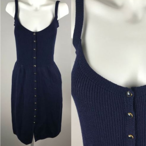 St. John Dresses & Skirts - St John Santana Knit Navy Blue Spaghetti Strap But